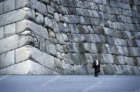 the stonewall at the Imperial Palace of Tokyo in Japan in Asia,



