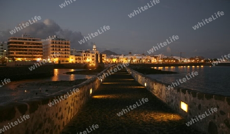 The City of Arrecife on the Island of Lanzarote on the Canary Islands of Spain in the Atlantic Ocean. on the Island of Lanzarote on the Canary Islands of Spain in the Atlantic Ocean.
