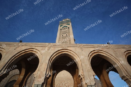 The Hassan 2 Mosque in the City of Casablanca in Morocco , North Africa.