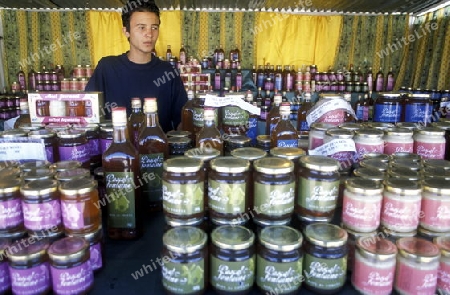 Honey made in La Reunion on a Market on the Island of La Reunion in the Indian Ocean in Africa.