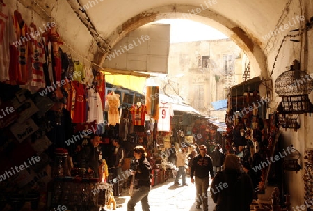 Afrika, Nordafrika, Tunesien, Tunis
Eine Gasse in der Medina mit dem Markt oder Souq in der Altstadt der Tunesischen Hauptstadt Tunis

