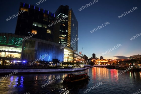 Die Architektur am Clarke Quay von Singapur im Inselstaat Singapur in Asien.