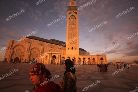 The Hassan 2 Mosque in the City of Casablanca in Morocco , North Africa.