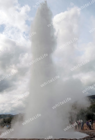 Der S?den Islands, Geysir Strokkur w?hrend eines Ausbruchs, Hakadalur, im "Goldenen Zirkel"