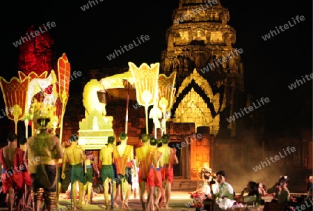 Die Khmer Tempel Anlage von Phimai bei Khorat in der provinz Nakhon Ratchasima im Nordosten von Thailand im Suedwesten von Thailand in Suedostasien.  