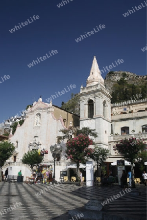 The old Town of  Taormina in Sicily in south Italy in Europe.