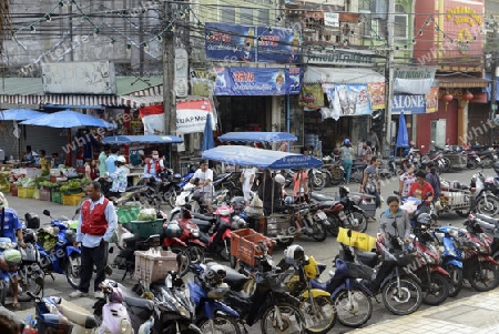 Das Stadtzentrum von Phuket Town beim Day Markt auf der Insel Phuket im sueden von Thailand in Suedostasien.