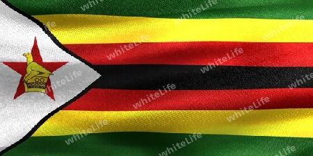 3D-Illustration of a Zimbabwe flag - realistic waving fabric flag.