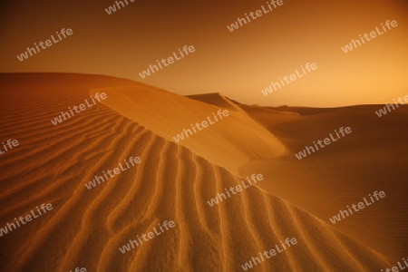 the Sanddunes at the Playa des Ingles in town of Maspalomas on the Canary Island of Spain in the Atlantic ocean.