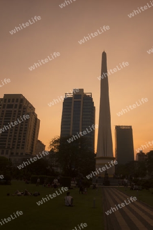 The Maha Bandoola Park with the Independence Monument in the City of Yangon in Myanmar in Southeastasia.