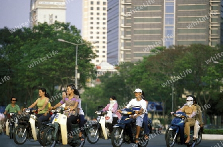 Das Stadtzentrum von Ho Chi Minh City oder Saigon im sueden von Vietnam in Suedostasien.  