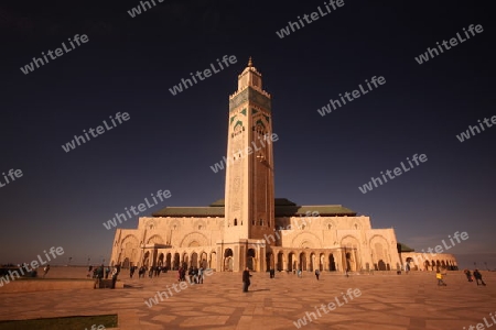 The Hassan 2 Mosque in the City of Casablanca in Morocco , North Africa.