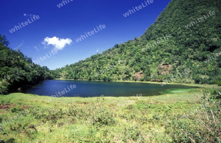 the mountain Landscape on the Island of Anjouan on the Comoros Ilands in the Indian Ocean in Africa.   