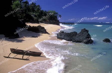 the beach of the village Moya on the Island of Anjouan on the Comoros Ilands in the Indian Ocean in Africa.   