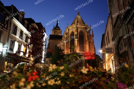 the Market Hall in the old city of Colmar in  the province of Alsace in France in Europe