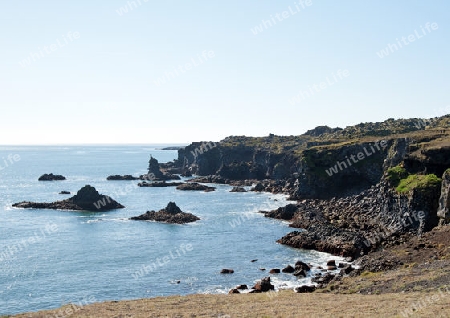 Der Westen Islands, die Klippen der Steilk?ste von Arnastapi auf der S?dseite der Halbinsel Sn?fellsnes