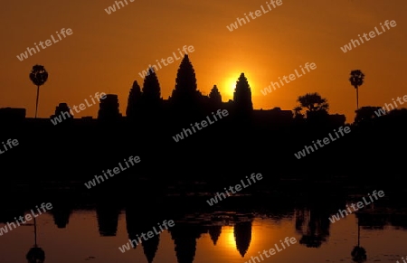 the angkor wat temple in Angkor at the town of siem riep in cambodia in southeastasia. 