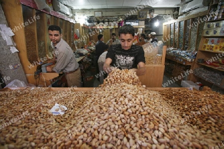 the Market or Souq in the city of Aqaba on the red sea in Jordan in the middle east.