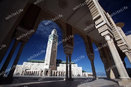 The Hassan 2 Mosque in the City of Casablanca in Morocco , North Africa.