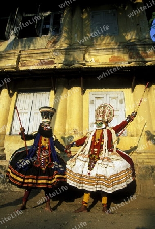 The  Kathakali Dancer in the city of Kochi in the province Kerala in India.