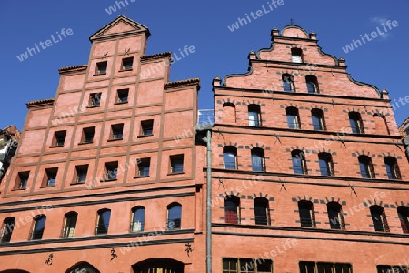 historische Giebel in der Altstadt,  Stralsund , Unesco Weltkulturerbe, Mecklenburg Vorpommern, Deutschland, Europa , oeffentlicher Grund