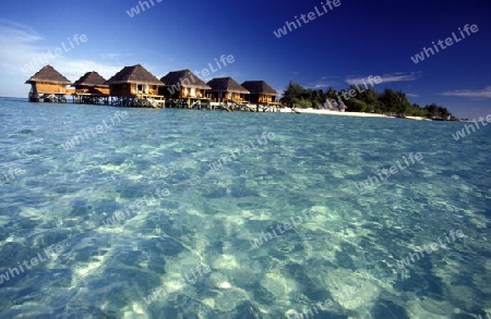 
Die Bungalows der Resort und Insel Vakarufalhi im Ari Atoll auf den Inseln der Malediven im Indischen Ozean.  