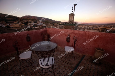 The Medina of old City in the historical Town of Fes in Morocco in north Africa.