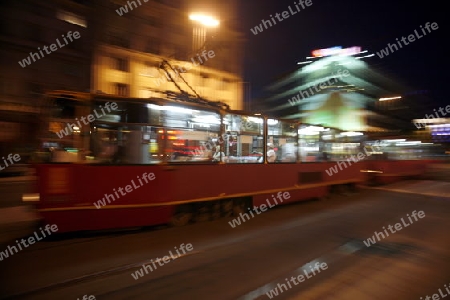 A City Train the modern City of Warsaw in Poland, East Europe.