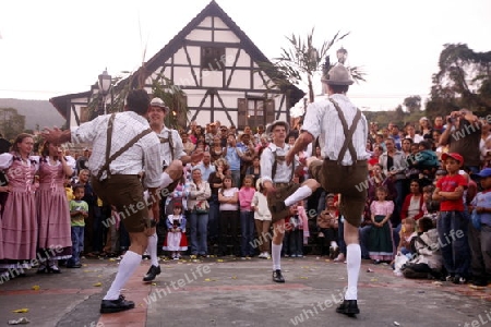 Amerika, Suedamerika, Venezuela, Deutsche Kolonie, Colonia Tovar, Bergdorf,  Das traditionelle Patronsfest des Heiligen Martin am Martinstag 11.November 2008 mit Deutschen Folkstaenzen und Deutschen Trachten im Bergdorf Colonia Tovar der ehemaligen