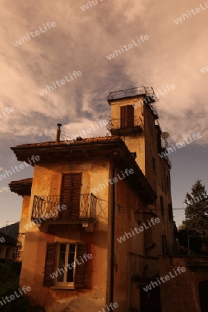 The Square in the Fishingvillage of Orta on the Lake Orta in the Lombardia  in north Italy. 