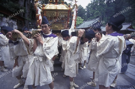 the historical festival in the Shrines of Nikko in the north of Tokyo in Japan in Asia,



