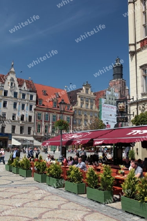 Der Stray Rynek Platz  in der Altstadt von Wroclaw oder Breslau im westen von Polen.