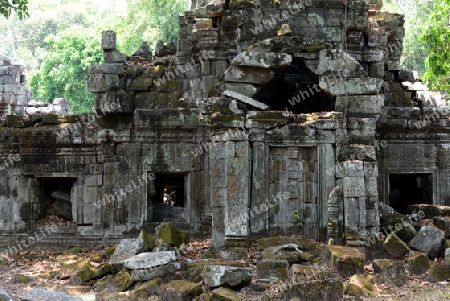 The Temple of  Preah Khan in the Temple City of Angkor near the City of Siem Riep in the west of Cambodia.