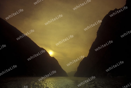 the landscape of the yangzee river in the three gorges valley up of the three gorges dam projecz in the province of hubei in china.