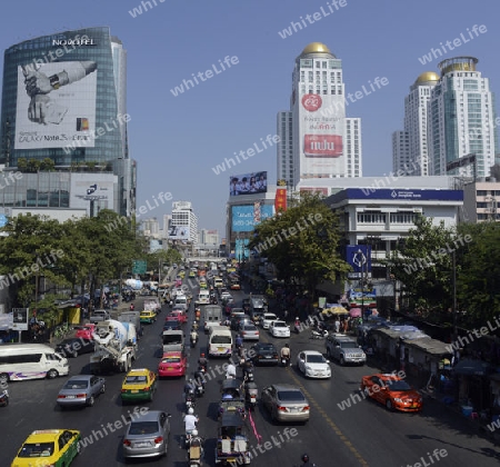 Das Stadtgebiet um Pratunam im Zentrum der Hauptstadt Bangkok von Thailand in Suedostasien.