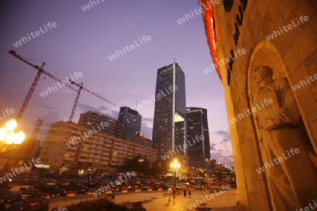 The Down Town of the new and modern City of Warsaw in Poland, East Europe.