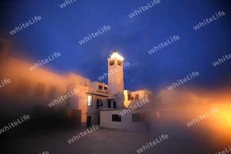 Afrika, Nordafrika, Tunesien, Tunis
Die Moschee mit dem Minarett in Altstadt von Sidi Bou Said am Mittelmeer und noerdlich der Tunesischen Hauptstadt Tunis. 






