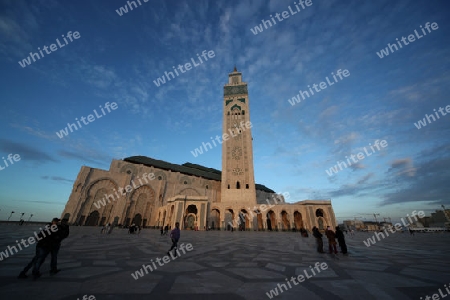 The Hassan 2 Mosque in the City of Casablanca in Morocco , North Africa.