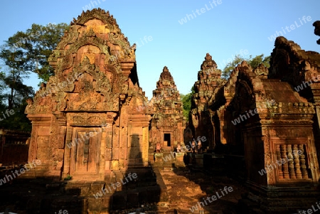 The Tempel Ruin of  Banteay Srei about 32 Km north of the Temple City of Angkor near the City of Siem Riep in the west of Cambodia.