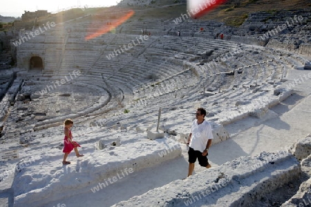 the theatro Greco near the town of Siracusa in Sicily in south Italy in Europe.