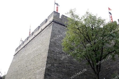 Altstadt von Xian, Blick ueber die Stadtmauer