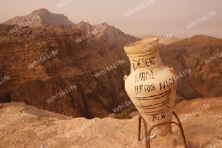 the landscape in the Temple city of Petra in Jordan in the middle east.