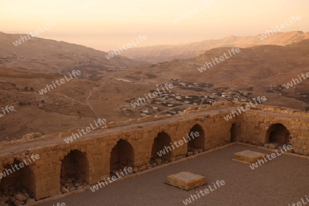 The Karak Castle in the Village of Karak in Jordan in the middle east.