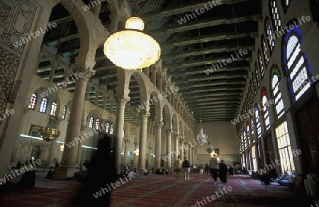 Die Umayyad Moschee in der Hauptstadt Damaskus in Syrien im Nahen Osten.