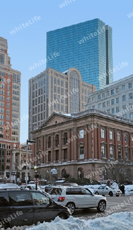 urban city view of Boston (Massachusetts, USA) at winter time