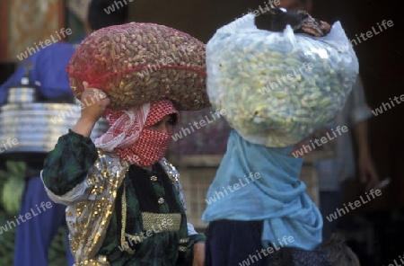 Frauen auf dem Souq oder Markt in der Medina der Altstadt von Aleppo im Norden von Syrien im Nahen Osten.  