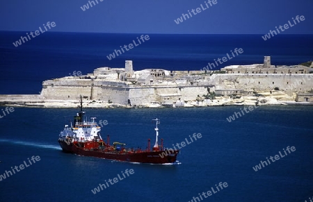 The centre of the Old Town of the city of Valletta on the Island of Malta in the Mediterranean Sea in Europe.
