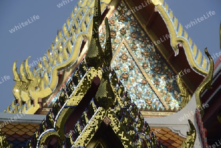 Die Tempelanlage des Wat Pho in der Hauptstadt Bangkok von Thailand in Suedostasien.