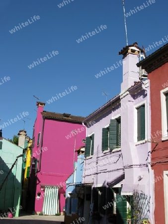 Burano. Farben unter blauem Himmel