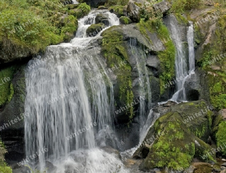 scenery showing the Triberg Waterfalls in the Black Forest in Southern Germany at summer time